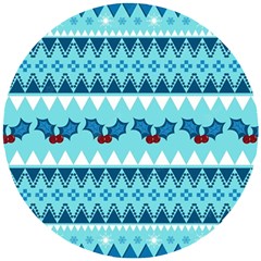 Blue Christmas Vintage Ethnic Seamless Pattern Wooden Puzzle Round by Bedest