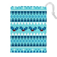 Blue Christmas Vintage Ethnic Seamless Pattern Drawstring Pouch (4xl)