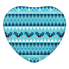 Blue Christmas Vintage Ethnic Seamless Pattern Heart Glass Fridge Magnet (4 Pack) by Bedest