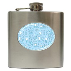 Dentist Blue Seamless Pattern Hip Flask (6 Oz)