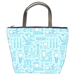 Dentist Blue Seamless Pattern Bucket Bag by Bedest