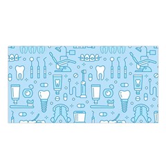 Dentist Blue Seamless Pattern Satin Shawl 45  X 80  by Bedest