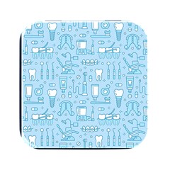 Dentist Blue Seamless Pattern Square Metal Box (black)