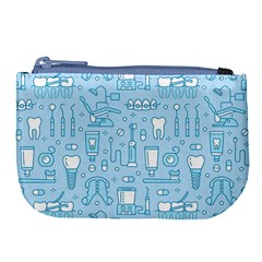 Dentist Blue Seamless Pattern Large Coin Purse by Bedest