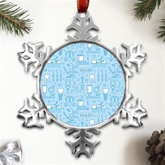 Dentist Blue Seamless Pattern Metal Small Snowflake Ornament