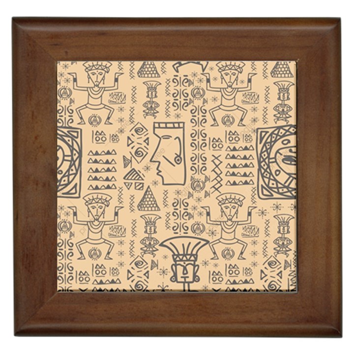 Aztec Tribal African Egyptian Style Seamless Pattern Vector Antique Ethnic Framed Tile