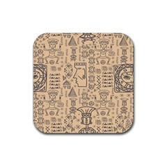 Aztec Tribal African Egyptian Style Seamless Pattern Vector Antique Ethnic Rubber Coaster (Square)