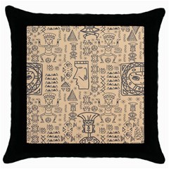 Aztec Tribal African Egyptian Style Seamless Pattern Vector Antique Ethnic Throw Pillow Case (black) by Bedest