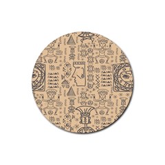 Aztec Tribal African Egyptian Style Seamless Pattern Vector Antique Ethnic Rubber Coaster (Round)