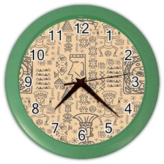 Aztec Tribal African Egyptian Style Seamless Pattern Vector Antique Ethnic Color Wall Clock by Bedest