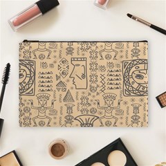 Aztec Tribal African Egyptian Style Seamless Pattern Vector Antique Ethnic Cosmetic Bag (Large)