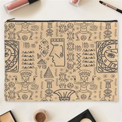 Aztec Tribal African Egyptian Style Seamless Pattern Vector Antique Ethnic Cosmetic Bag (XXXL)