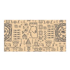 Aztec Tribal African Egyptian Style Seamless Pattern Vector Antique Ethnic Satin Wrap 35  x 70 