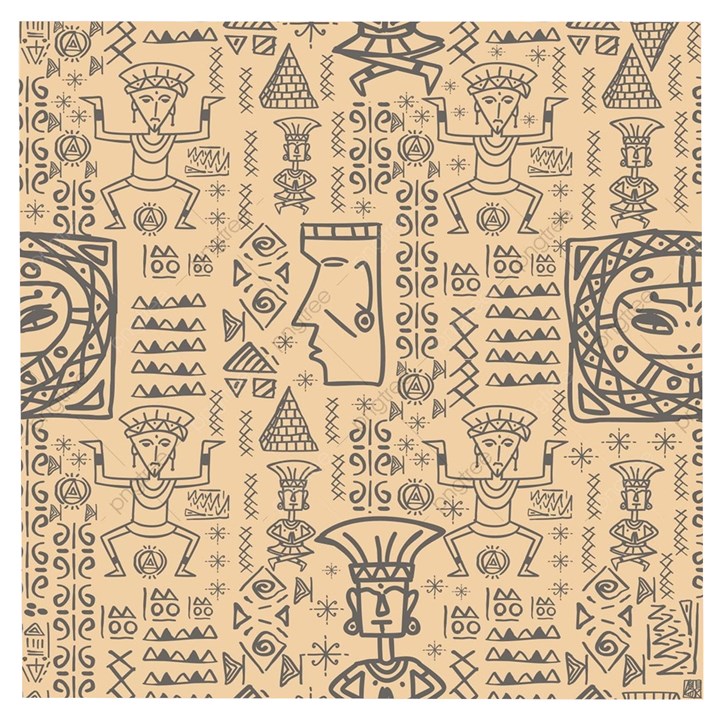 Aztec Tribal African Egyptian Style Seamless Pattern Vector Antique Ethnic Wooden Puzzle Square