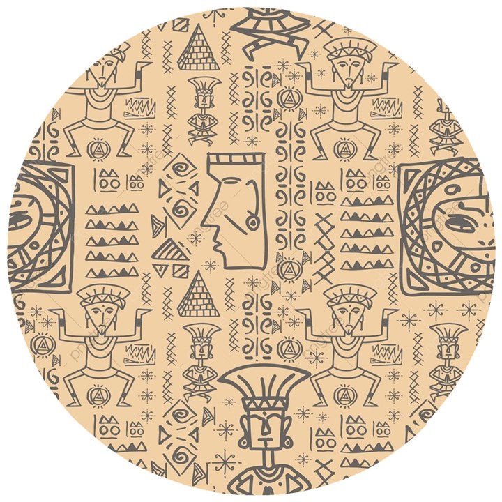 Aztec Tribal African Egyptian Style Seamless Pattern Vector Antique Ethnic Wooden Puzzle Round