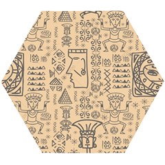 Aztec Tribal African Egyptian Style Seamless Pattern Vector Antique Ethnic Wooden Puzzle Hexagon