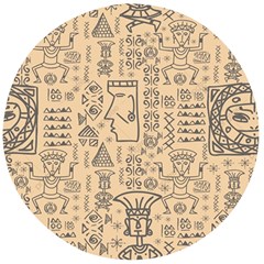 Aztec Tribal African Egyptian Style Seamless Pattern Vector Antique Ethnic Wooden Bottle Opener (round)