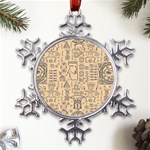 Aztec Tribal African Egyptian Style Seamless Pattern Vector Antique Ethnic Metal Large Snowflake Ornament Front