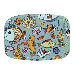 Cartoon Underwater Seamless Pattern With Crab Fish Seahorse Coral Marine Elements Mini Square Pill Box by Bedest