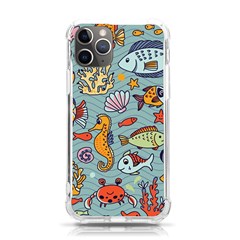 Cartoon Underwater Seamless Pattern With Crab Fish Seahorse Coral Marine Elements Iphone 11 Pro 5 8 Inch Tpu Uv Print Case by Bedest