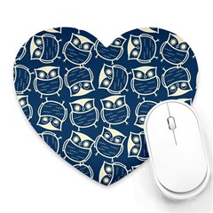 Cute Seamless Owl Background Pattern Heart Mousepad by Bedest