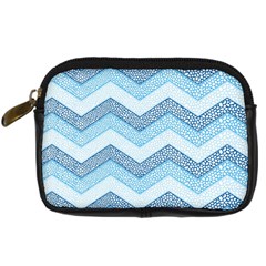 Seamless Pattern Of Cute Summer Blue Line Zigzag Digital Camera Leather Case by Bedest