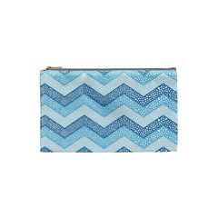 Seamless Pattern Of Cute Summer Blue Line Zigzag Cosmetic Bag (small) by Bedest