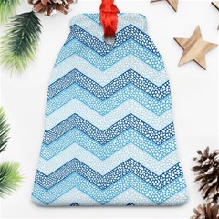 Seamless Pattern Of Cute Summer Blue Line Zigzag Bell Ornament (two Sides) by Bedest