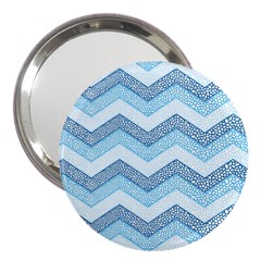 Seamless Pattern Of Cute Summer Blue Line Zigzag 3  Handbag Mirrors by Bedest