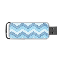 Seamless Pattern Of Cute Summer Blue Line Zigzag Portable Usb Flash (two Sides) by Bedest