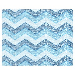 Seamless Pattern Of Cute Summer Blue Line Zigzag Two Sides Premium Plush Fleece Blanket (medium) by Bedest