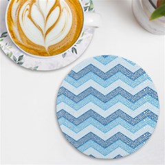 Seamless Pattern Of Cute Summer Blue Line Zigzag Uv Print Round Tile Coaster by Bedest