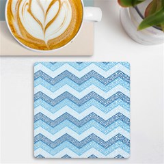 Seamless Pattern Of Cute Summer Blue Line Zigzag Uv Print Square Tile Coaster  by Bedest