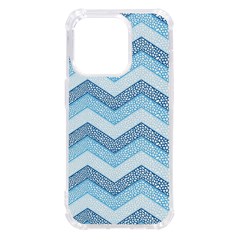 Seamless Pattern Of Cute Summer Blue Line Zigzag Iphone 14 Pro Tpu Uv Print Case by Bedest