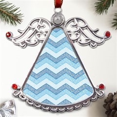 Seamless Pattern Of Cute Summer Blue Line Zigzag Metal Angel With Crystal Ornament