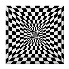 Optical-illusion-chessboard-tunnel Tile Coaster by Bedest