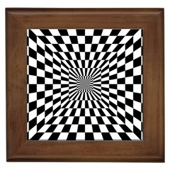 Optical-illusion-chessboard-tunnel Framed Tile by Bedest