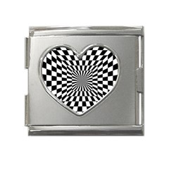 Optical-illusion-chessboard-tunnel Mega Link Heart Italian Charm (18mm) by Bedest