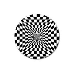 Optical-illusion-chessboard-tunnel Magnet 3  (round) by Bedest