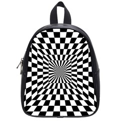 Optical-illusion-chessboard-tunnel School Bag (small) by Bedest