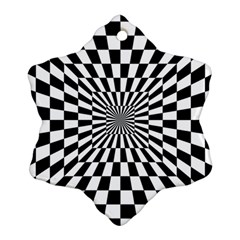 Optical-illusion-chessboard-tunnel Ornament (snowflake) by Bedest