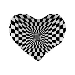 Optical-illusion-chessboard-tunnel Standard 16  Premium Heart Shape Cushions by Bedest