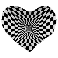 Optical-illusion-chessboard-tunnel Large 19  Premium Heart Shape Cushions by Bedest