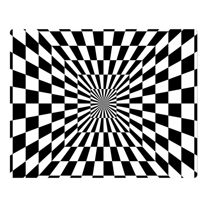 Optical-illusion-chessboard-tunnel Two Sides Premium Plush Fleece Blanket (Large)