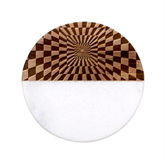 Optical-illusion-chessboard-tunnel Classic Marble Wood Coaster (round)  by Bedest