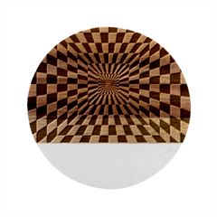 Optical-illusion-chessboard-tunnel Marble Wood Coaster (round) by Bedest