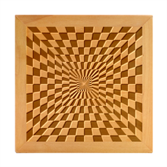 Optical-illusion-chessboard-tunnel Wood Photo Frame Cube by Bedest