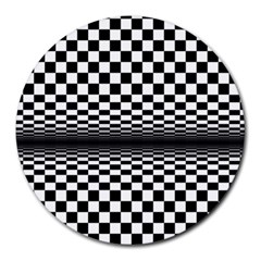 Art-optical-black-white-contrast Round Mousepad by Bedest