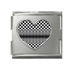 Art-optical-black-white-contrast Mega Link Heart Italian Charm (18mm) by Bedest