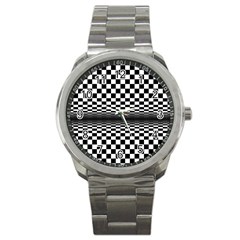 Art-optical-black-white-contrast Sport Metal Watch by Bedest